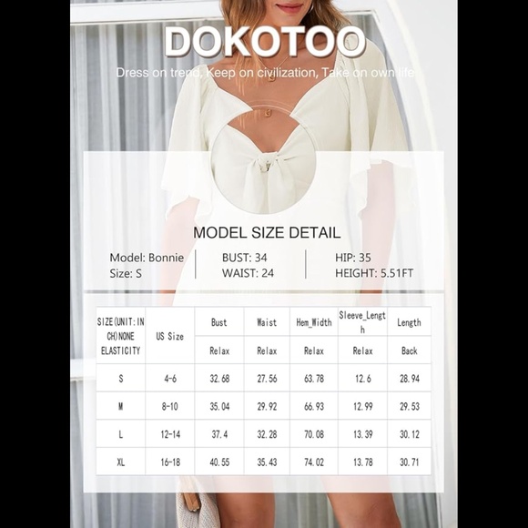 Women’s Sky Blue V Neck Flutter Bell Sleeve Mini Dress - Picture 3 of 6